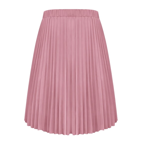 CASSIE LIZ Plus Size Skirts 5X For Women Solid Pink Drawstring Stretchy Skirts Plicated Detail Pleated Casual Spring Skirts 5XL 26W 28W