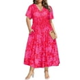 thumbnail image 1 of CASSIE LIZ Womens Plus Size Dresses 5X Hot Pink Floral Fall Dresses Fashion Midi Sundresses Short Sleeve V Neck Dresses Loose Fit Summer Dress With Pocket 5XL 26W 28W, 1 of 7