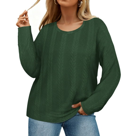 CASSIE LIZ Womens Sweaters Plus Size Crew Neck Knit Pullover Fall Fashion Green Loose Fit Winter Dressy XL 14W 16W