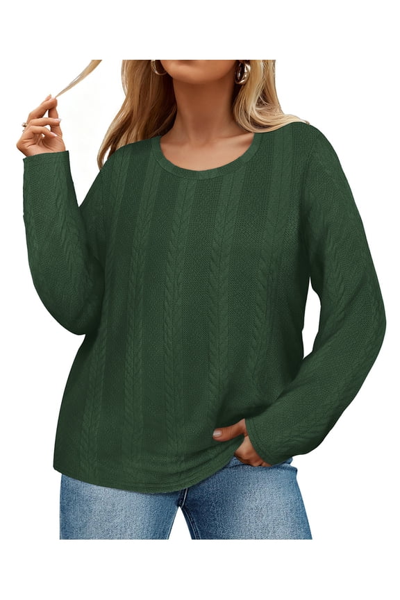 Womens Sweaters Plus Size Crew Neck Knit Pullover Fall Fashion Green Loose Fit Winter Dressy XL 14W 16W