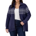 thumbnail image 1 of CASSIE LIZ Plus Size Sweaters 3X Fall Cardigans for Women Fashion Zip Up Navy Blue Pullover Casual Two Way Zipper Oversized Womens Lightweight Fair Isle Knit Holiday Winter Dressy 3XL 22W 24W, 1 of 9
