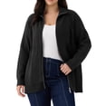 thumbnail image 1 of CASSIE LIZ Plus Size Sweaters Fall Cardigans for Women Fashion Zip Up Pullover Casual Two Way Zipper Oversized Womens Lightweight Knit Holiday Winter Dressy Solid/Fair Isle (XL-5XL), 1 of 9