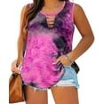 thumbnail image 1 of CASSIE LIZ Plus Size Tank Tops For Women Tie Dye Black Pink Tee Strappy Hollow-out Neck Sleeveless Pullover Loose Hem Summer Shirts XL 14W 16W, 1 of 3