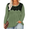 thumbnail image 1 of CASSIE LIZ Plus Size Tops 3X Long Sleeve Womens Shirts Fall Crew Neck Green Sweatshirts Fashion Lace Loose Fit Tunics Winter Blouses Casual Pullovers 3XL 22W 24W, 1 of 5