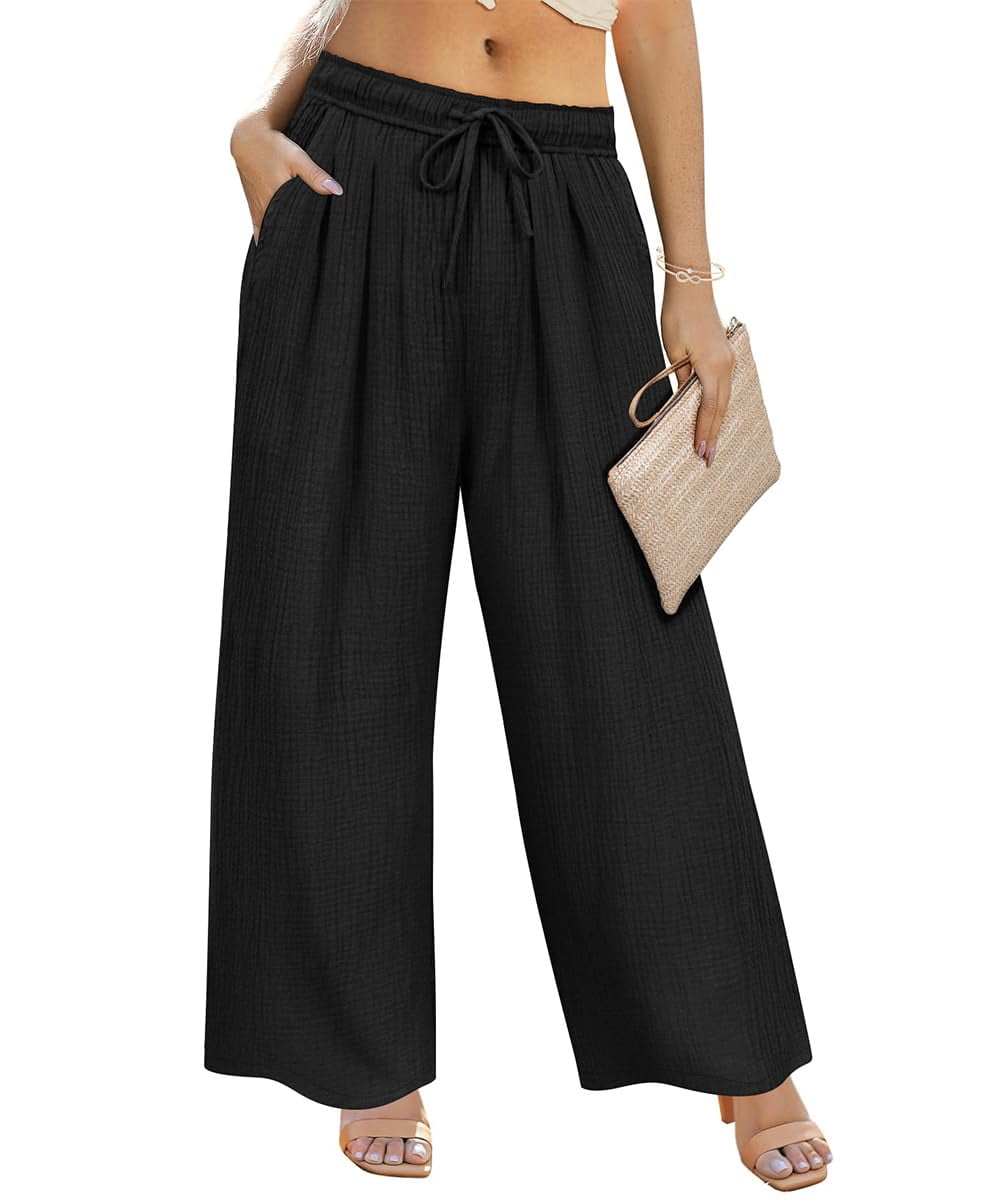 Loose Fit Drawstring Wide Leg Pants