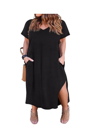 walmart plus size black dress WalmartFinds #WalmartPartner This dress is so comfy and the price was to good to leave at Walmart Comment LINK and I'll send the link to your DM For reference I'm 5,4