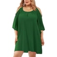 thumbnail image 1 of CASSIE LIZ Plus Size Women's Dress 2X Solid Off Shoulder Dress Crew Neck Kimono Dress Green Split Sleeves Dress Casual Loose Fits Dress For Summer 2XL 18W 20W, 1 of 2