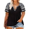 thumbnail image 1 of CASSIE LIZ Plus Size Womens Tops 4X Summer V Neck Shirts Black Fashion Short Sleeve Tee Loose Fit Snake Print Raglan Tunics Spring Blouses Casual Pullovers 4XL 24W 26W, 1 of 6