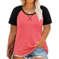 thumbnail image 1 of CASSIE LIZ Plus Size Womens Tops 4X Summer Shirts Pink Crew Neck Fashion Short Sleeve Tee Loose Fit Tunics Spring Blouses Casual Pullover 4XL 24W 26W, 1 of 5