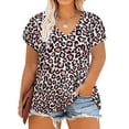thumbnail image 1 of CASSIE LIZ Women's Plus Size Tops 2X Leopard Spring Fashion Clothes Short Sleeve Shirts Cheetah V Neck Puff Tee Shirts Casual Loose Fit Animal Blouses Summer Tunics 2XL 18W 20W, 1 of 6