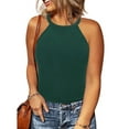 thumbnail image 1 of CASSIE LIZ Plus Size Women's Solid Green Tank Tops 2X Halter Neck Sleeveless Pullover Bodycon Summer Shirts 2XL 18W 20W, 1 of 2
