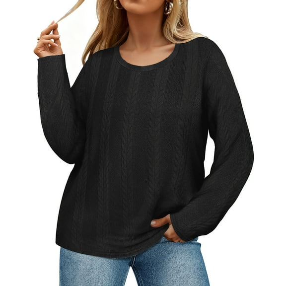 CASSIE LIZ Plus Size Sweaters Knit Womens Crew Neck Pullover Fall Fashion Solid Loose Fit Winter Dressy (XL-5XL)