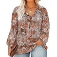 thumbnail image 1 of CASSIE LIZ Plus Size Tops 3X Womens Long Sleeve Shirts Fall V Neck Floral Khaki T Shirts Fashion Drawstring Tunics Loose Fit Summer Blouses Casual Pullovers 3XL 22W 24W, 1 of 6