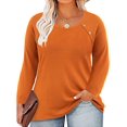thumbnail image 1 of CASSIE LIZ Plus Size Tops 3X Long Sleeve Womens Shirts Fall Crew Neck Basic Orange Sweatshirts Fashion Buttons Tee Loose Fit Tunics Winter Blouses Casual Pullovers 3XL 22W 24W, 1 of 6