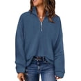 thumbnail image 1 of CASSIE LIZ Sweaters for Women Plus Size 2X Quarter Zip Pullover Fall Fashion Blue Oversized Winter Dressy 2XL 18W 20W, 1 of 8