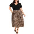 thumbnail image 1 of CASSIE LIZ Women's Plus Size Dress 4X Pocket V Neck Long Patchwork Dress Casual Black Leopard Short Sleeve Cheetah Sundress Loose Fit Spring Summer Dress with Pocket 4XL 24W 26W, 1 of 6