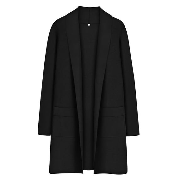 CASSIE LIZ Plus Size Coats Fall Womens Trench Lightweight Black Cardigan Sweaters Long Sleeve Open Front Winter Ladies Outerwear with Pocket (XL-5XL)