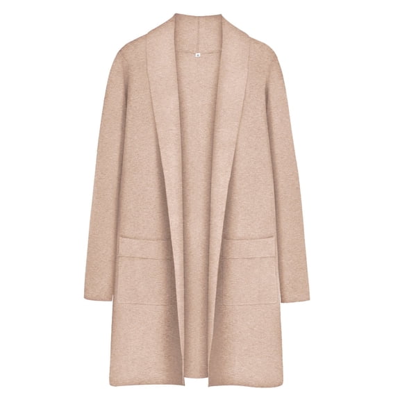 CASSIE LIZ Womens Plus Size Coats Fall Trench Lightweight Khaki Cardigan Sweaters Long Sleeve Open Front Winter Ladies Outerwear with Pocket XL 14W 16W