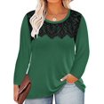 thumbnail image 1 of CASSIE LIZ Womens Tops Plus Size Long Sleeve Shirts Fall Crew Neck Dark Green Sweatshirts Fashion Lace Tee Loose Fit Tunics Winter Blouses Casual Pullovers XL 14W 16W, 1 of 6