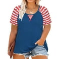 thumbnail image 1 of CASSIE LIZ Womens Tops Plus Size 4th of July Summer Crew Neck Shirts Blue Fashion Short Sleeve Tee Loose Fit Patriotic Red Striped Raglan Tunics Spring Blouses Casual Pullovers XL 14W 16W, 1 of 7