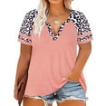 thumbnail image 1 of CASSIE LIZ Womens Tops Plus Size Summer V Neck Shirts Pink Leopard Fashion Short Sleeve Tee Loose Fit Cheetah Raglan Tunics Spring Blouses Casual Pullovers XL 14W 16W, 1 of 7