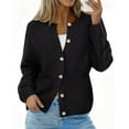 thumbnail image 1 of CASSIE LIZ Womens Plus Size Cardigan Sweaters Black Crewneck Long Sleeve Button Down Knit Jackets With Pockets Fall Winter Outerwear Cardigan 5XL 26W 28W, 1 of 9