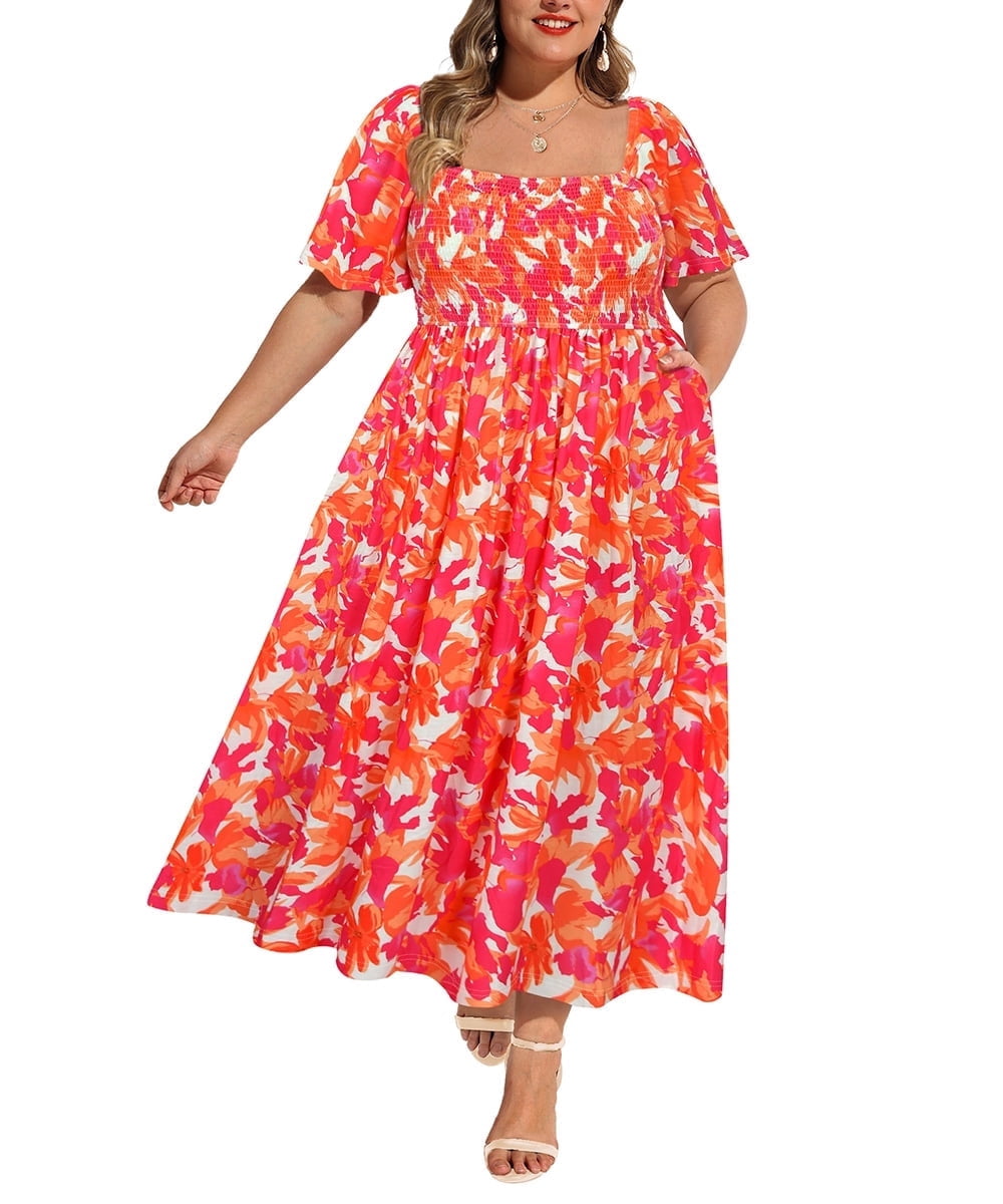 cute long denim dresses Button-Down Maxi Dress flare silhouette Lucy Verasamy - ITV Color:MOCHA [color:PALM LINEN]color:Prints