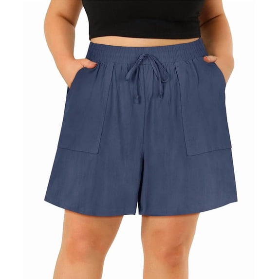 CASSIE LIZ Plus Size Shorts 4X Womens Navy Blue Bermuda Cargo Shorts Ladies Casual Summer Loose Fit Athletic Shorts with Pockets 4XL 24W 26W