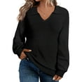 thumbnail image 1 of CASSIE LIZ Plus Size Womens Sweaters 4X Long Sleeve Sweatshirts Fall V Neck Black Tops Fashion Knit Collar Shirts Loose Fit Lapel Pullovers Winter Casual Dressy 4XL 24W 26W, 1 of 5