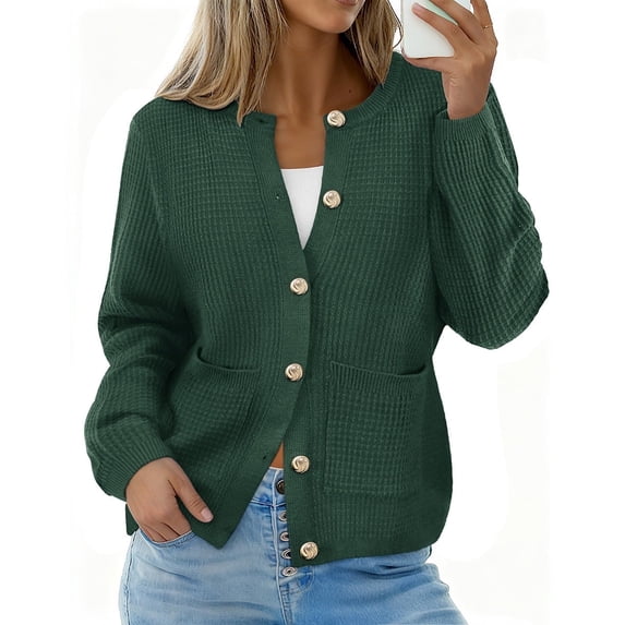 CASSIE LIZ Womens Plus size Cardigan Sweaters Long Sleeve Crewneck Button Down Knit Green Sweaters Fall Winter Lightweight Cardigans 5XL 26W 28W