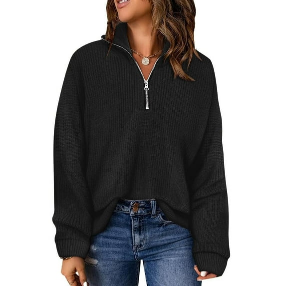 CASSIE LIZ Plus Size Sweaters Womens Quarter Zip Pullover Fall Fashion Oversized Solid Winter Dressy (XL-5XL)