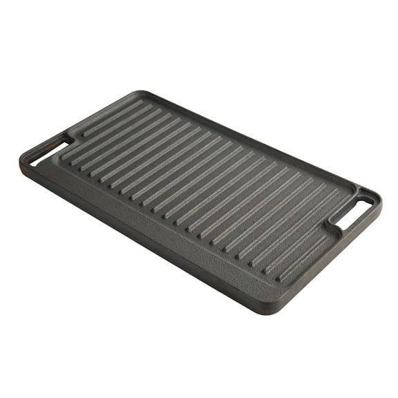 Ozark Trail Deluxe Cast Iron Reversible Grill Griddle Plate, Black, 16 x 9 Inch