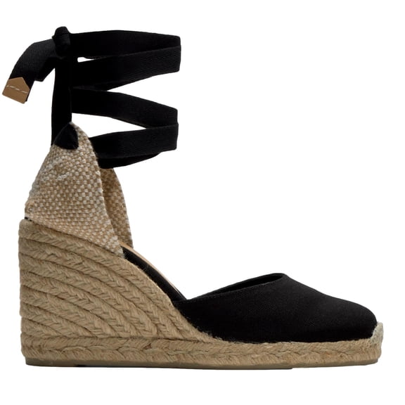 CASTANER Carina 80 Wedge EspadrilIe Black 20962-100 Women's Size 8
