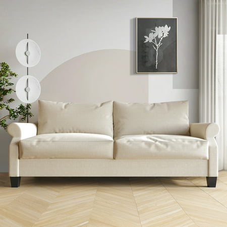Castle Place Linen Upholstered Sofa, Beige
