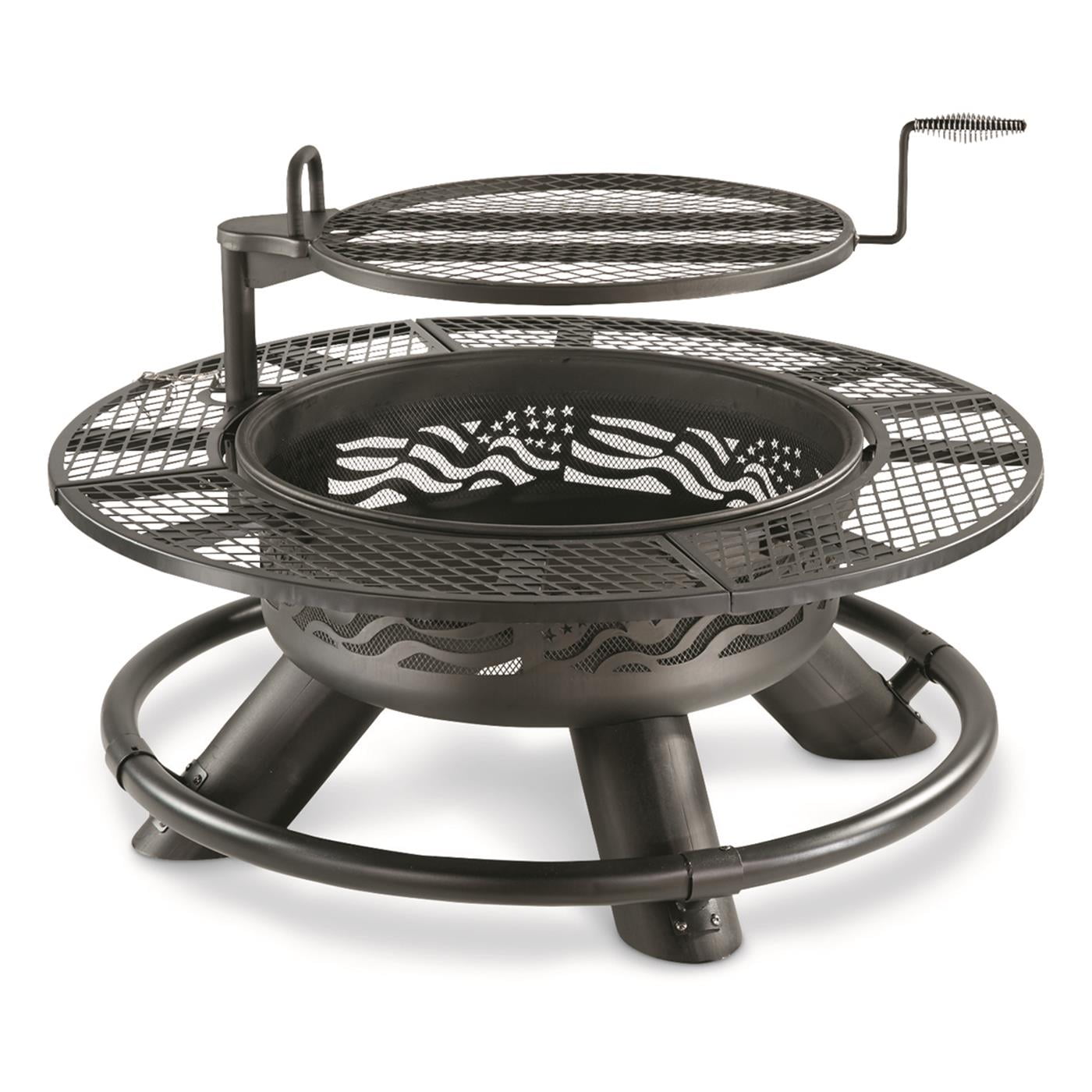 CASTLECREEK 47" Fire Pit with BBQ Grate Flag