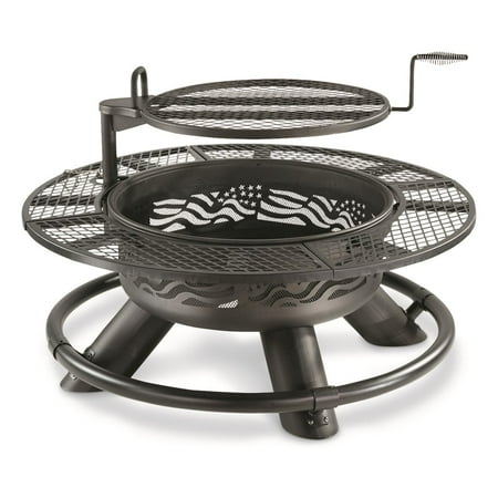 CASTLECREEK 47" Fire Pit with BBQ Grate Flag