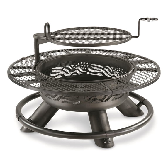 CASTLECREEK 47" Fire Pit with BBQ Grate Flag