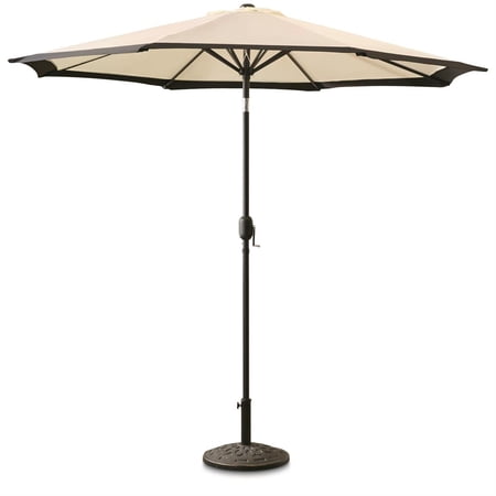 CASTLECREEK 9' Two-Tone Deluxe Market Patio Umbrella, Khaki/Black