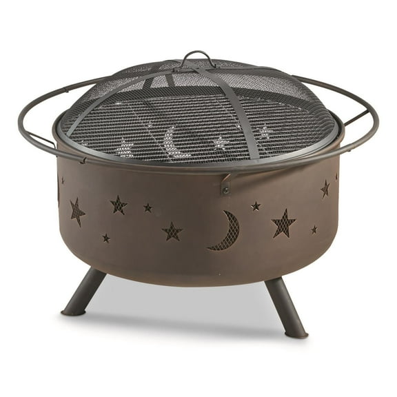 CASTLECREEK Cosmic Fire Pit with BBQ Grill Outdoor Wood Burning Steel Log Firepit for Camping, Grilling, Smores, Yard, Cooking Outside, Barbecue, Bonfire