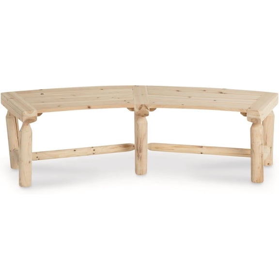 CASTLECREEK Curved Fire Pit , Wood Log Seat, Outdoor, Backyard, Rustic