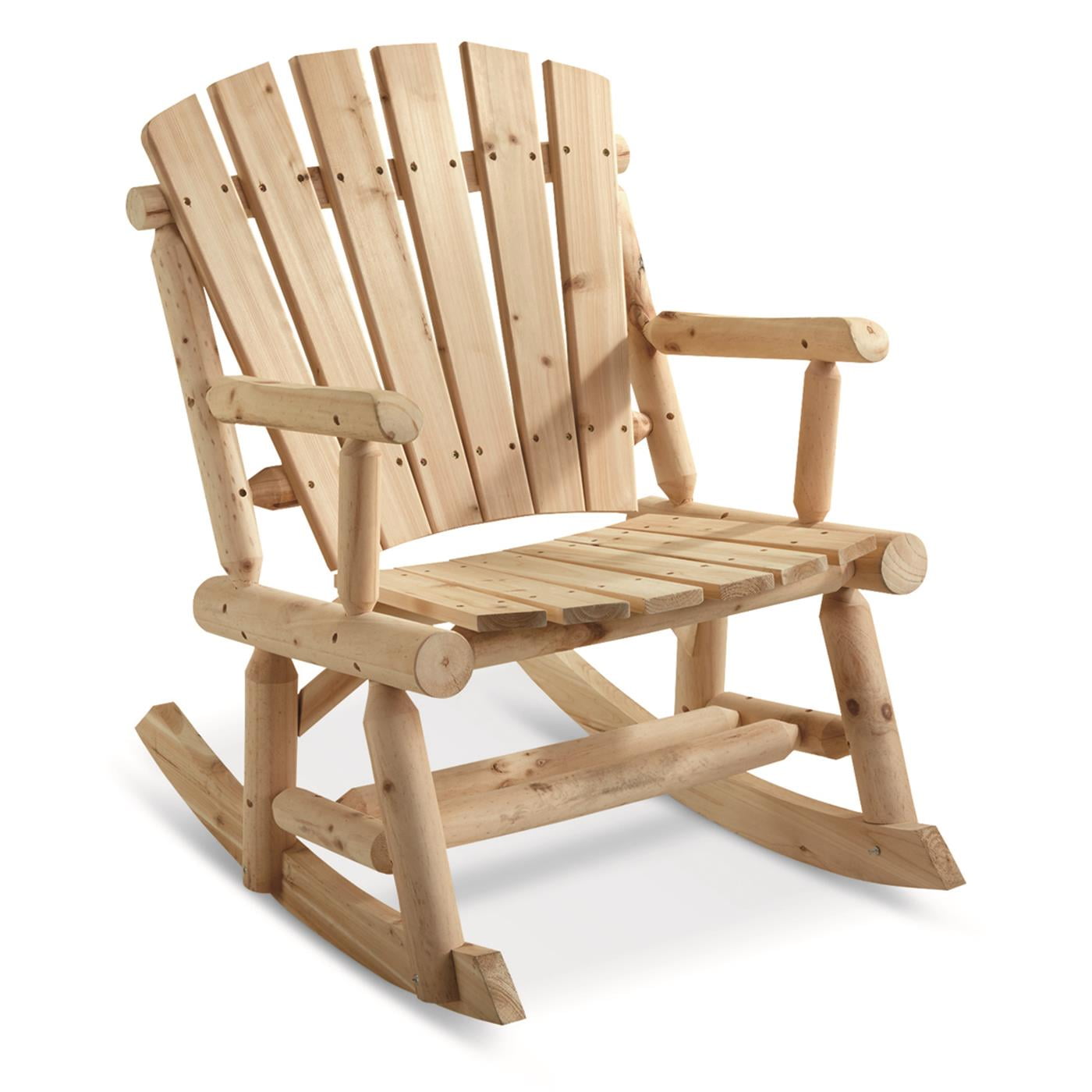 Oversized Natural Fir Wood Slat Back Outdoor Rocking Chair