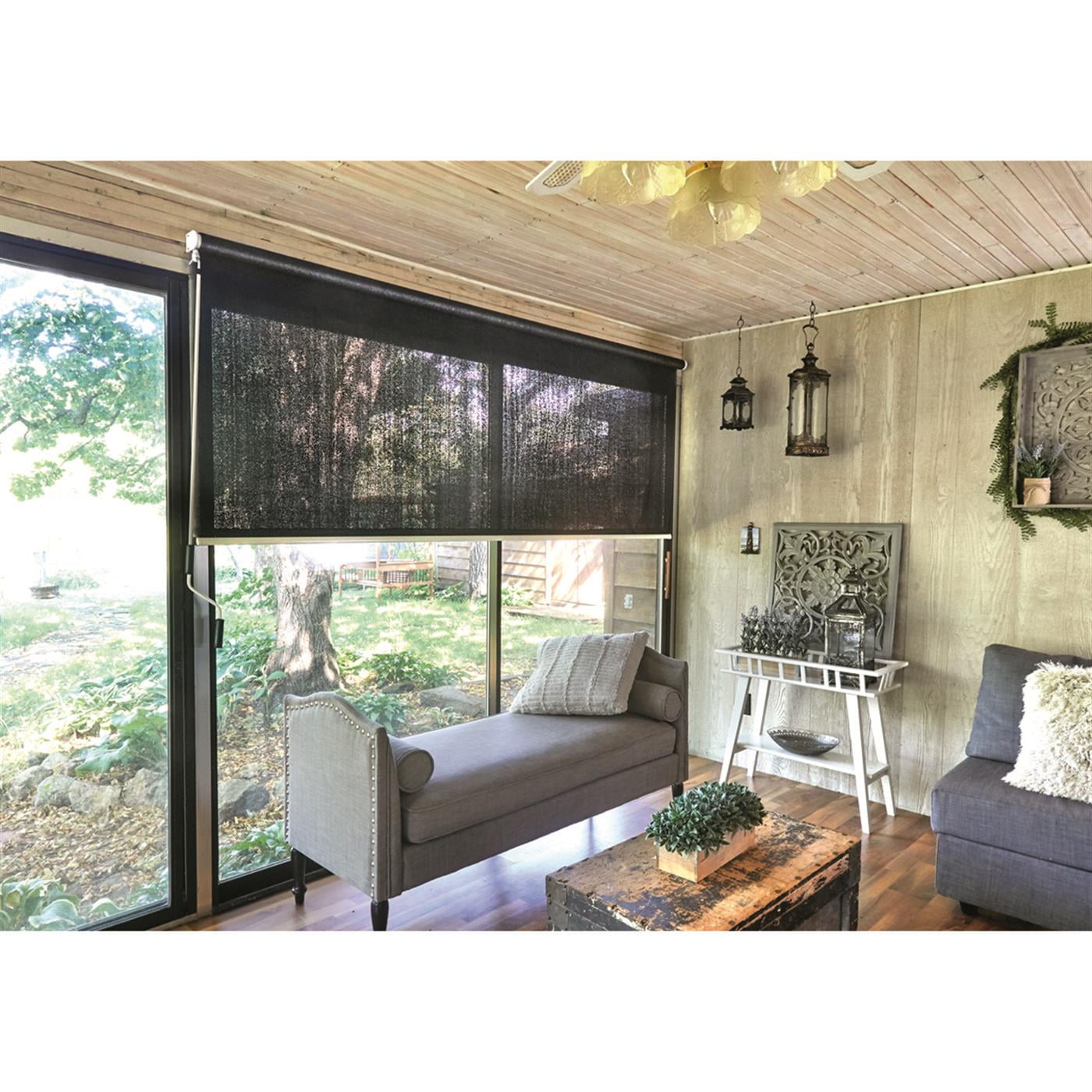 Black Rectangular Fabric Outdoor Roman Blackout Shade