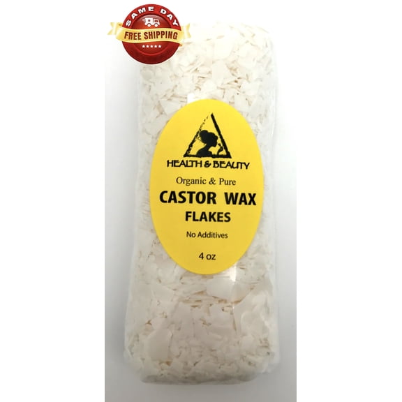 CASTOR WAX FLAKES ORGANIC VEGAN PASTILLES BEADS PREMIUM NATURAL 100% PURE 4 OZ