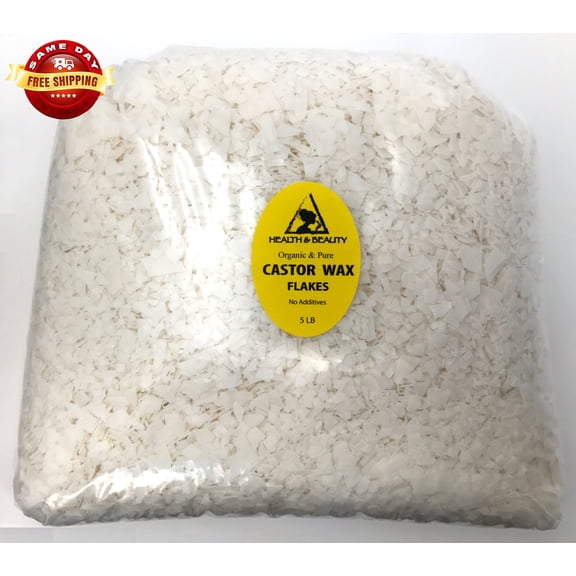 CASTOR WAX FLAKES ORGANIC VEGAN PASTILLES BEADS PREMIUM NATURAL 100% PURE 5 LB