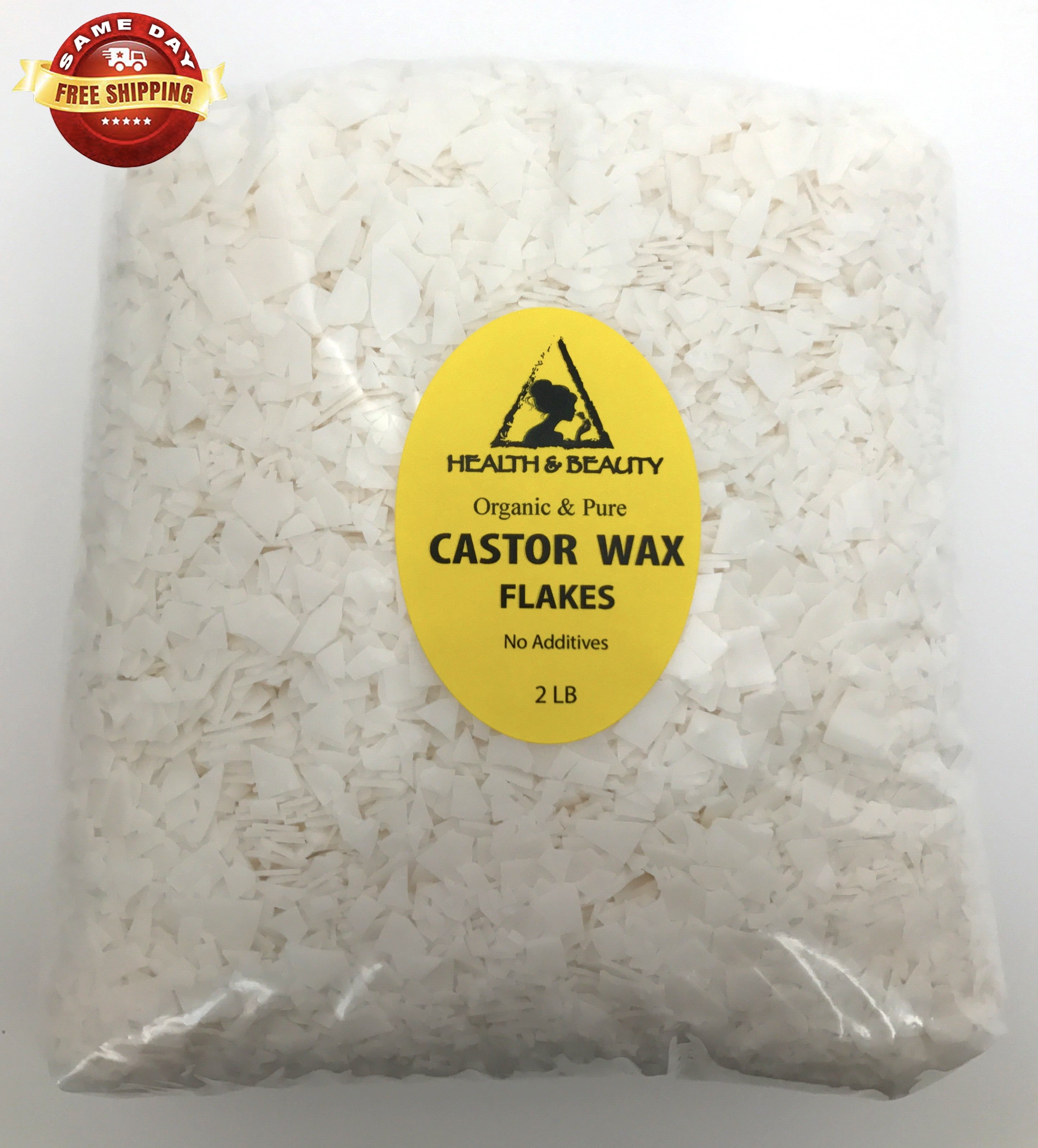 CASTOR WAX FLAKES ORGANIC VEGAN PASTILLES BEADS PREMIUM NATURAL PURE 32 OZ, 2 LB