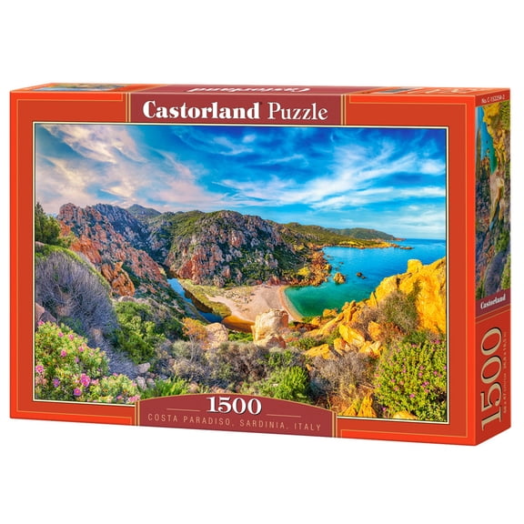 CASTORLAND 1500 Piece Jigsaw Puzzles, Costa Paradiso, Sardinia, Mediterranean, Italy, rock formations and pristine sand, Adult Puzzle, Castorland C-152254-2