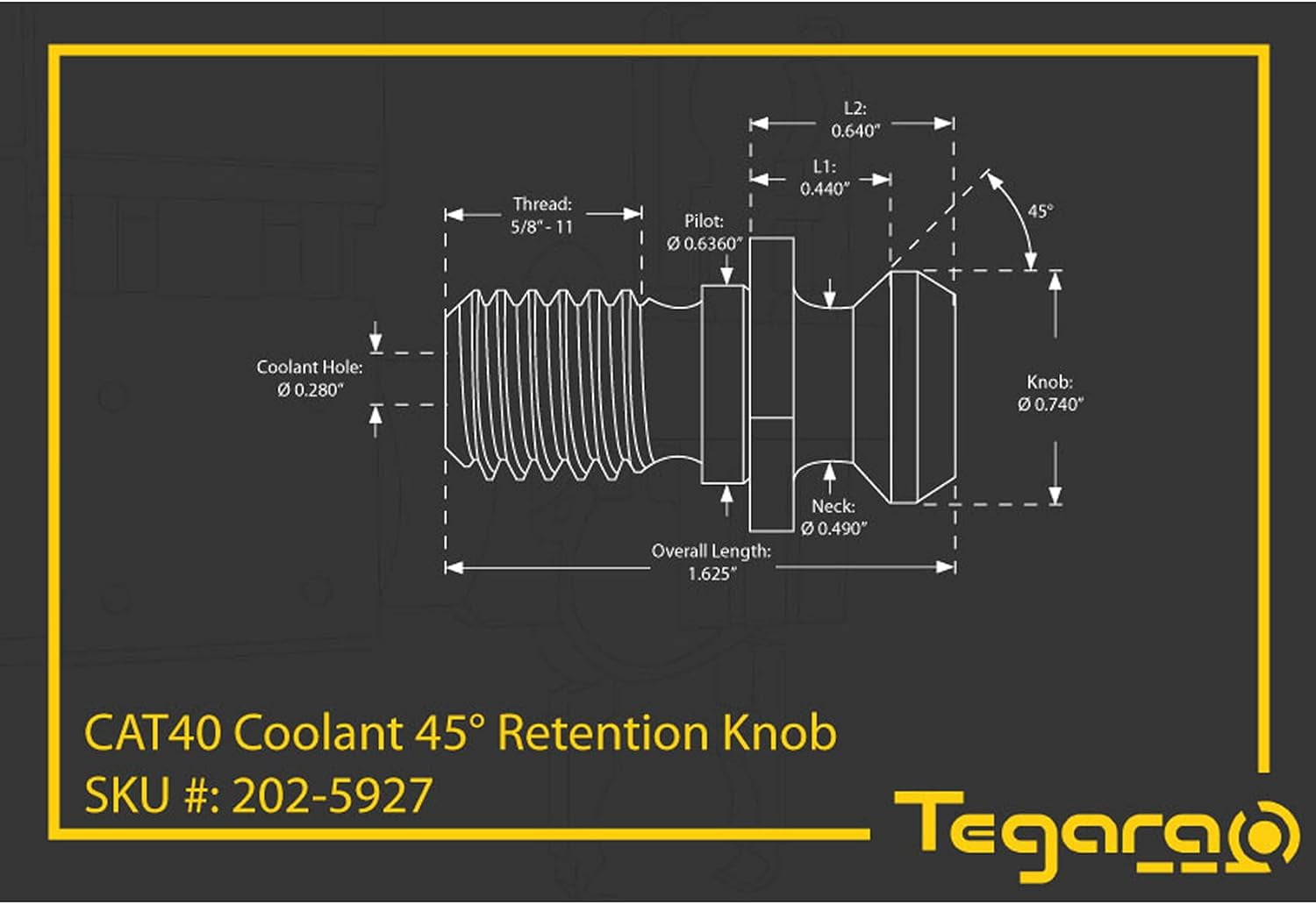 CAT 40 Coolant Thru 45 Pull Stud Retention Fit Fadal Mazak Hurco 202