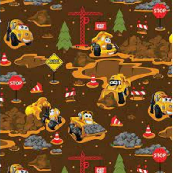 CAT Buildin Crew Brown Flannel Fabric