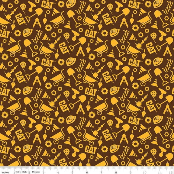 CAT® Buildin' Crew Construction Set Brown Cotton Fabric