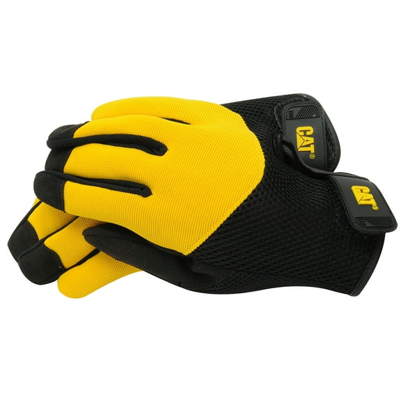 CAT CAT0122152X Mens Size XXL Black/Yellow Padded Palm Work Gloves